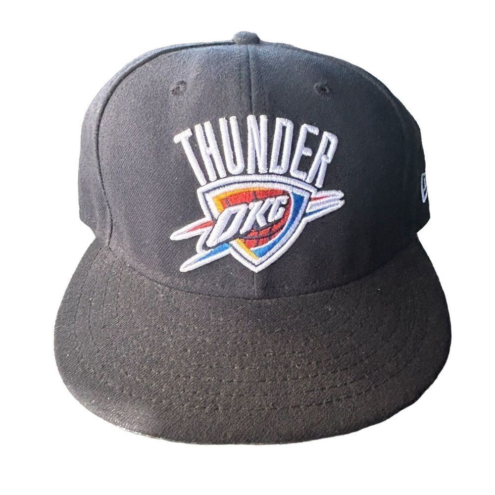 Oklahoma City Thunder Hat Cap‎ Fitted 7-5/8 OKC New Era NBA Mens Flat Brim